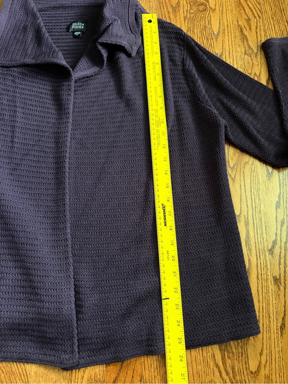 Eileen Fisher 100% Silk Textured Draped Cardigan | Eggplant Purple | Size M - Picture 8 of 8